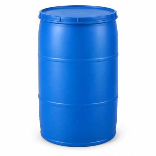 Baril d'expédition en plastique bleu de 55 gallons avec couvercle bleu