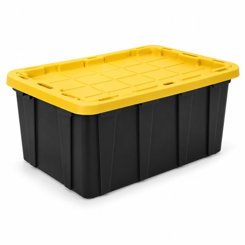 Exemple de sac de rangement noir avec couvercle jaune, modèle 29 x 20 x 15 pouces